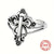 925 Sterling Silver Retro Cross and Flower Cuff Ring