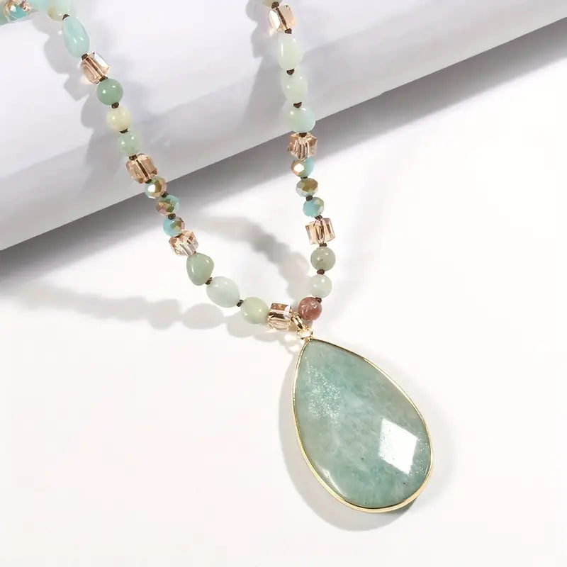 Boho Style Water Drop Pendant Necklace