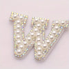 White Pearl Rhinestone Alphabet Patches