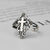 925 Sterling Silver Retro Cross and Flower Cuff Ring