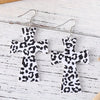 Leopard Pattern Western Cross Dangle Earrings