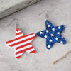 American Flag Red Blue White Striped Sequin Star Dangle Earrings