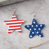 American Flag Red Blue White Striped Sequin Star Dangle Earrings