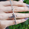 Stainless Steel Amazing Grace Cross Pendant Necklace