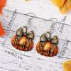 Thankful Pumpkin Bow Dangle Earrings