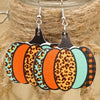 Thanksgiving Pumpkin Leopard Print Drop &amp; Dangle Earrings