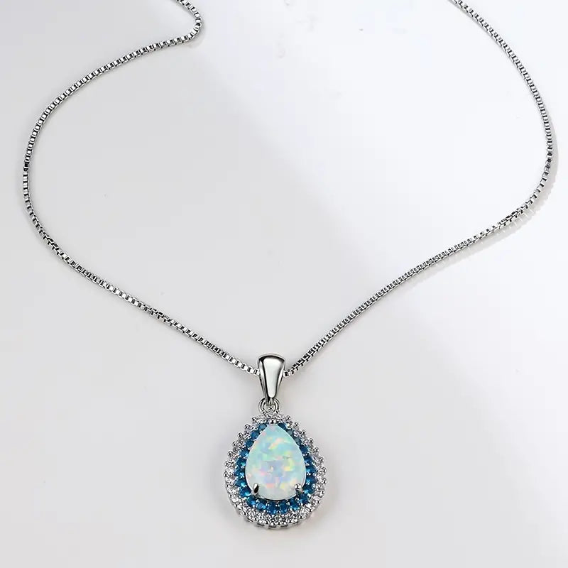 Shiny Water Drop Pendant Adjustable Dainty Hollow Chain Necklace