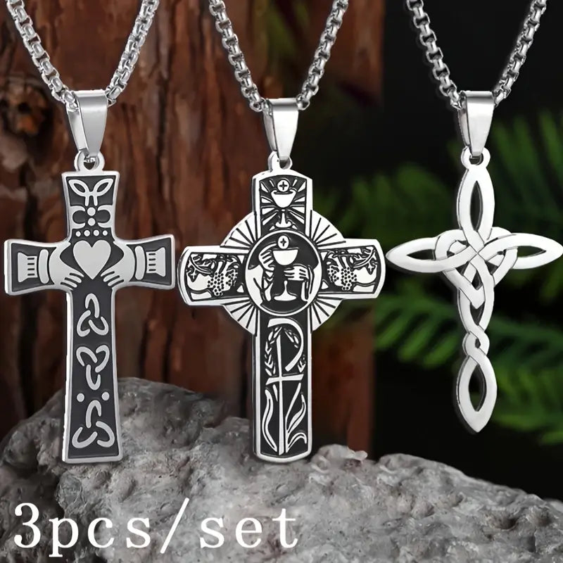 Stainless Steel Classic Irish Celtic Knot Crosses