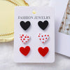 3-Pair Heart &amp; Stripe Graffiti Stud Earrings Set