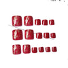 24pcs Sparkling Red Glitter Press On Toenails