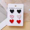 3-Pair Heart &amp; Stripe Graffiti Stud Earrings Set