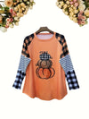 Women&#39;s Pumpkin Print Crew Neck Long Sleeve T-Shirt