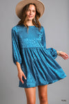 Women&#39;s Long Sleeve Animal Jacquard Print Dress