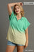 Women's Button Down Linen Blend Bleach Dip Dye Shirt