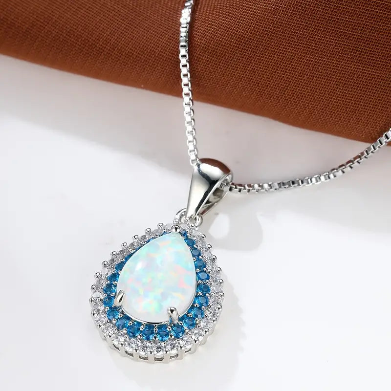 Shiny Water Drop Pendant Adjustable Dainty Hollow Chain Necklace