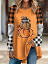 Women&#39;s Pumpkin Print Crew Neck Long Sleeve T-Shirt